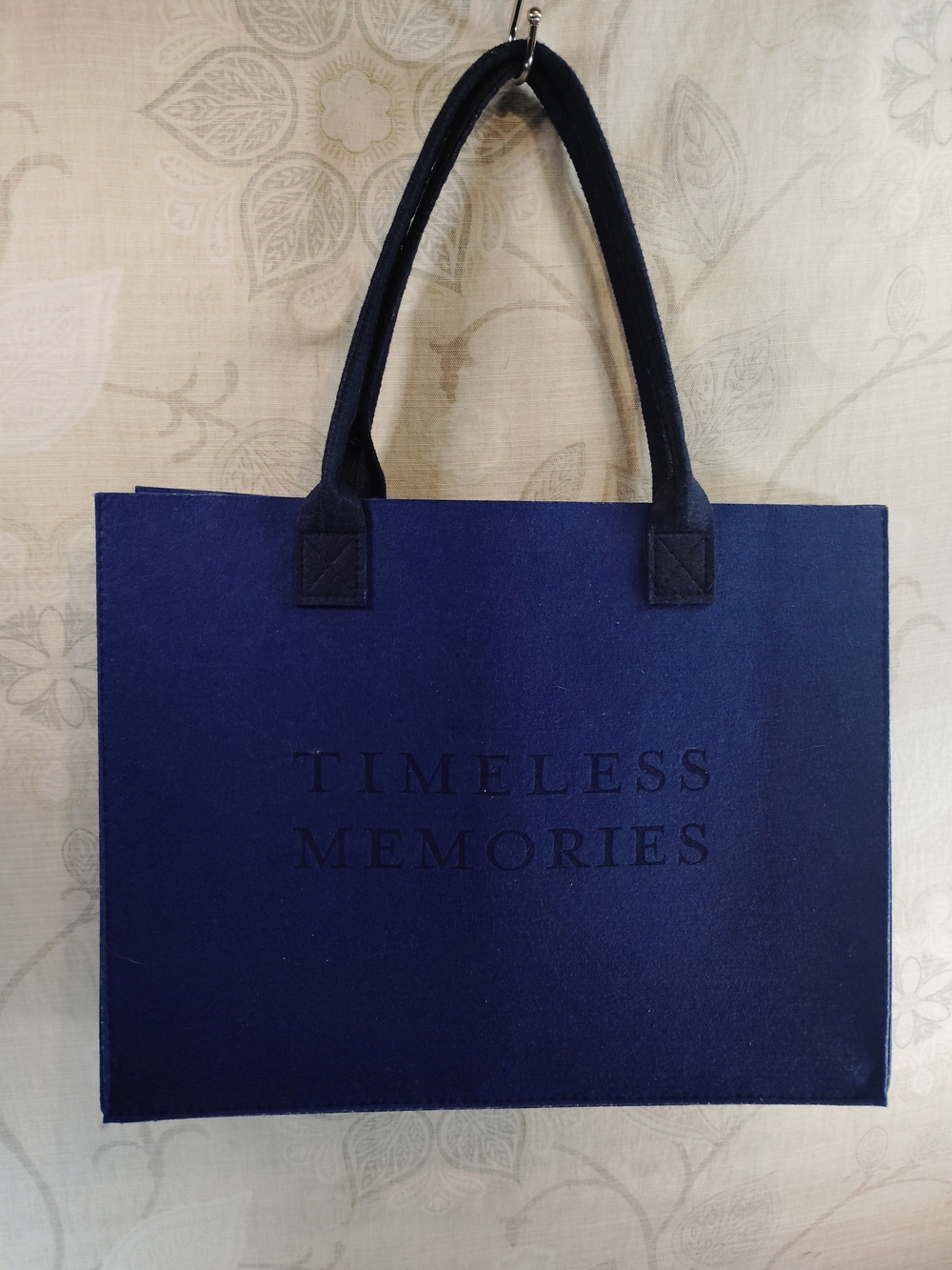 Timeless Memories Navy Felt Shoulder Tote Bag